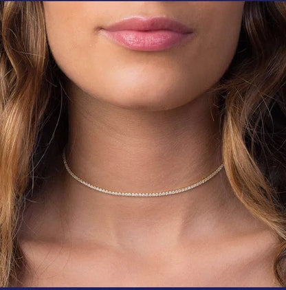 Tennis Gold Choker,Choker Gold Necklace ,Dainty Choker ,Trendy Choker ,Fashion Gold Choker,Silver Gold Necklace,Gold Choker, Women - WORLD TIME VISITS