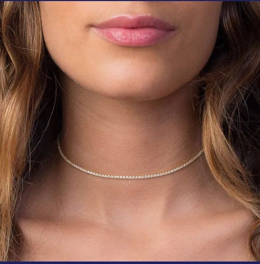Tennis Gold Choker,Choker Gold Necklace ,Dainty Choker ,Trendy Choker ,Fashion Gold Choker,Silver Gold Necklace,Gold Choker, Women - WORLD TIME VISITS