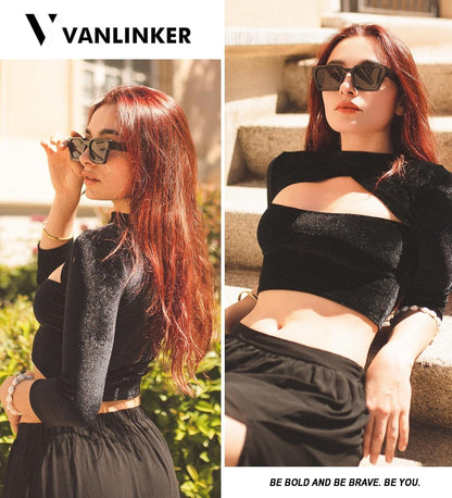 Thick Square Sunglasses for Men Women Retro Chunky Rectangle Shades UV400 Protection VL9731