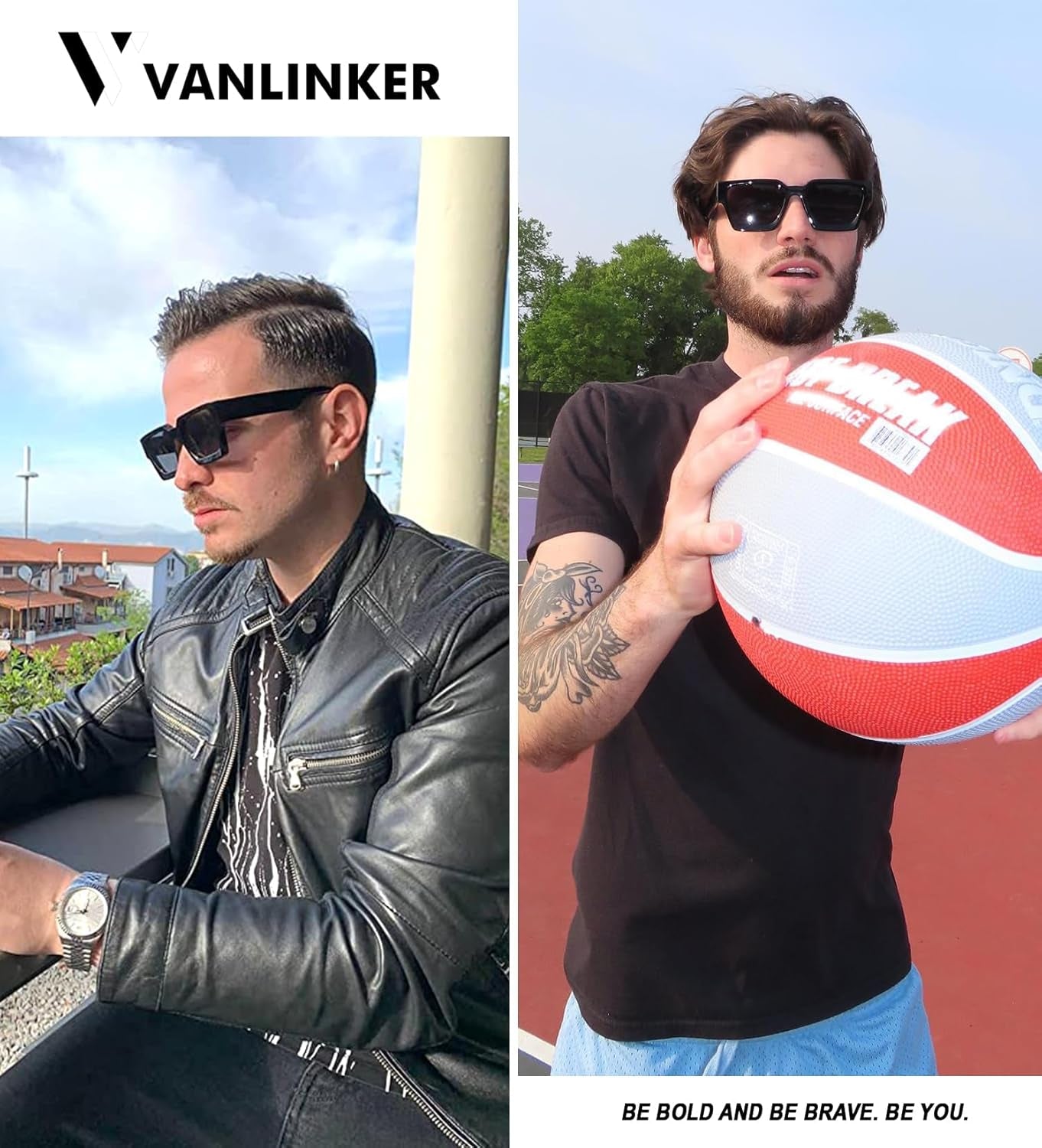 Thick Square Sunglasses for Men Women Retro Chunky Rectangle Shades UV400 Protection VL9731 - WORLD TIME VISITS