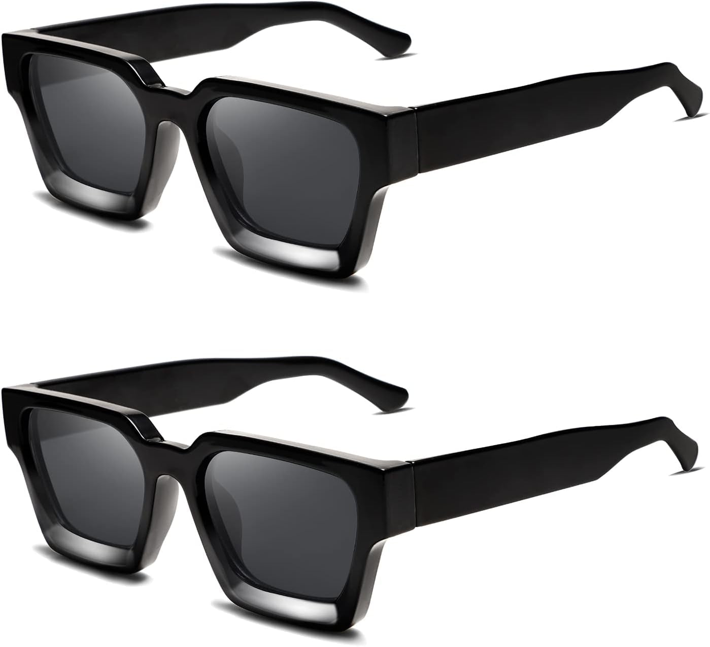 Thick Square Sunglasses for Men Women Retro Chunky Rectangle Shades UV400 Protection VL9731 - WORLD TIME VISITS