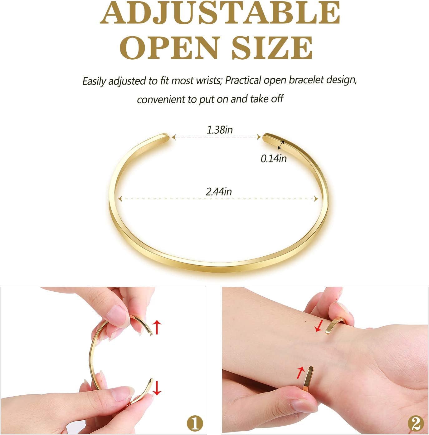 Thin Open Cuff Bracelet, Christmas Gift for Girlfriend Wife Mom, 18K Gold Plated Couples Oval Love Bracelets, Plain Polished Finish Open Cuff Bangle Jewelry Gift for Men Women - WORLD TIME VISITS