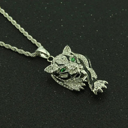 Three Dimensional Tiger Pendant Full of Diamond Domineering Necklace Men's Accessory Pendant
