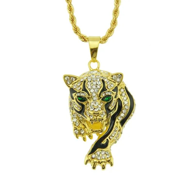 Three Dimensional Tiger Pendant Full of Diamond Domineering Necklace Men's Accessory Pendant - WORLD TIME VISITS