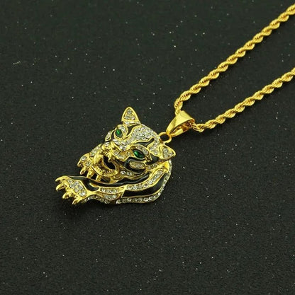 Three Dimensional Tiger Pendant Full of Diamond Domineering Necklace Men's Accessory Pendant