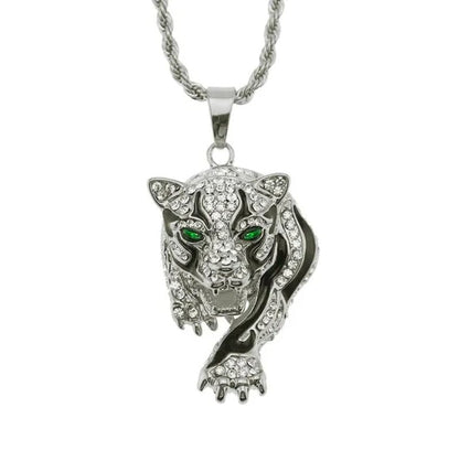 Three Dimensional Tiger Pendant Full of Diamond Domineering Necklace Men's Accessory Pendant