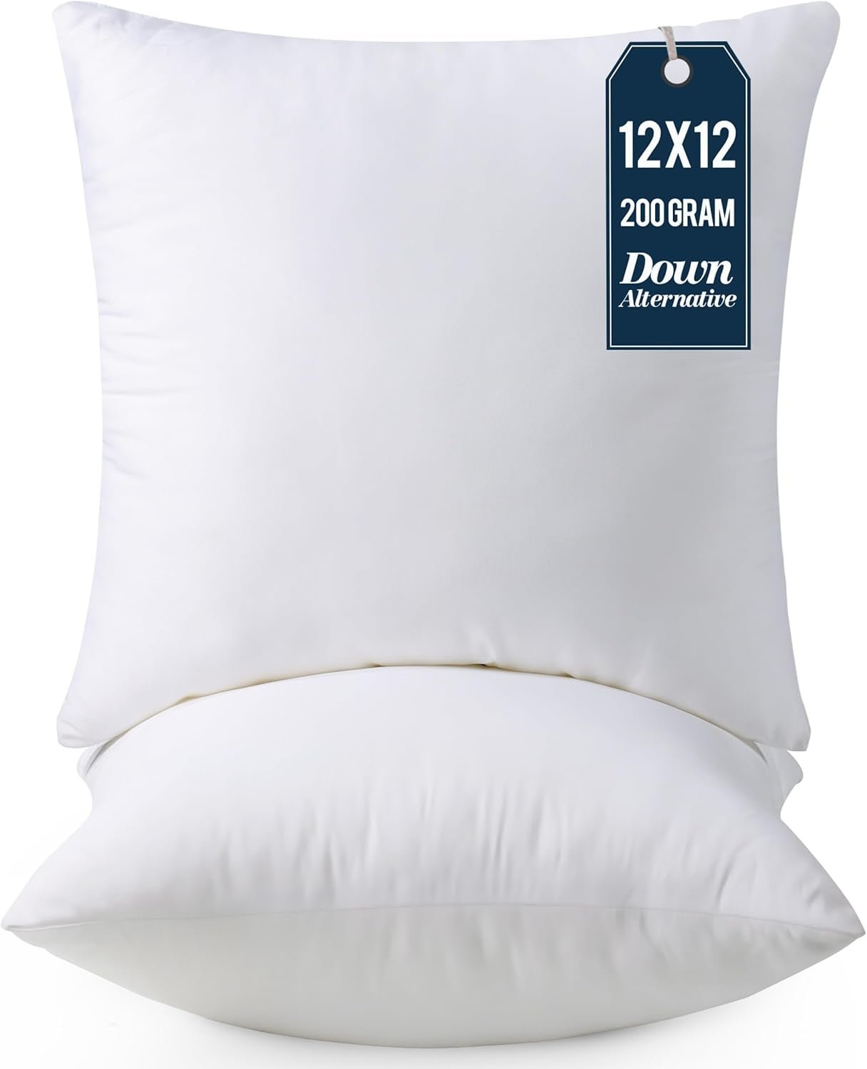 Throw Pillows Insert (Pack of 2, White) - 12 X 12 Inches Bed and Couch Pillows - Indoor Decorative Pillow - WORLD TIME VISITS
