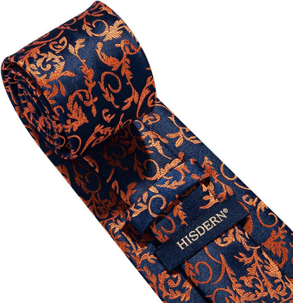 Ties for Men Paisley Floral Tie Handkerchief Classic Woven Business Formal Necktie and Pocket Square Set Wedding