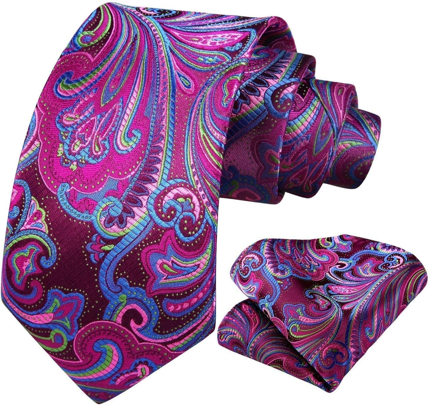 Ties for Men Paisley Tie and Pocket Square Woven Classic Floral Mens Ties Handkerchief Set Wedding Party Necktie - WORLD TIME VISITS