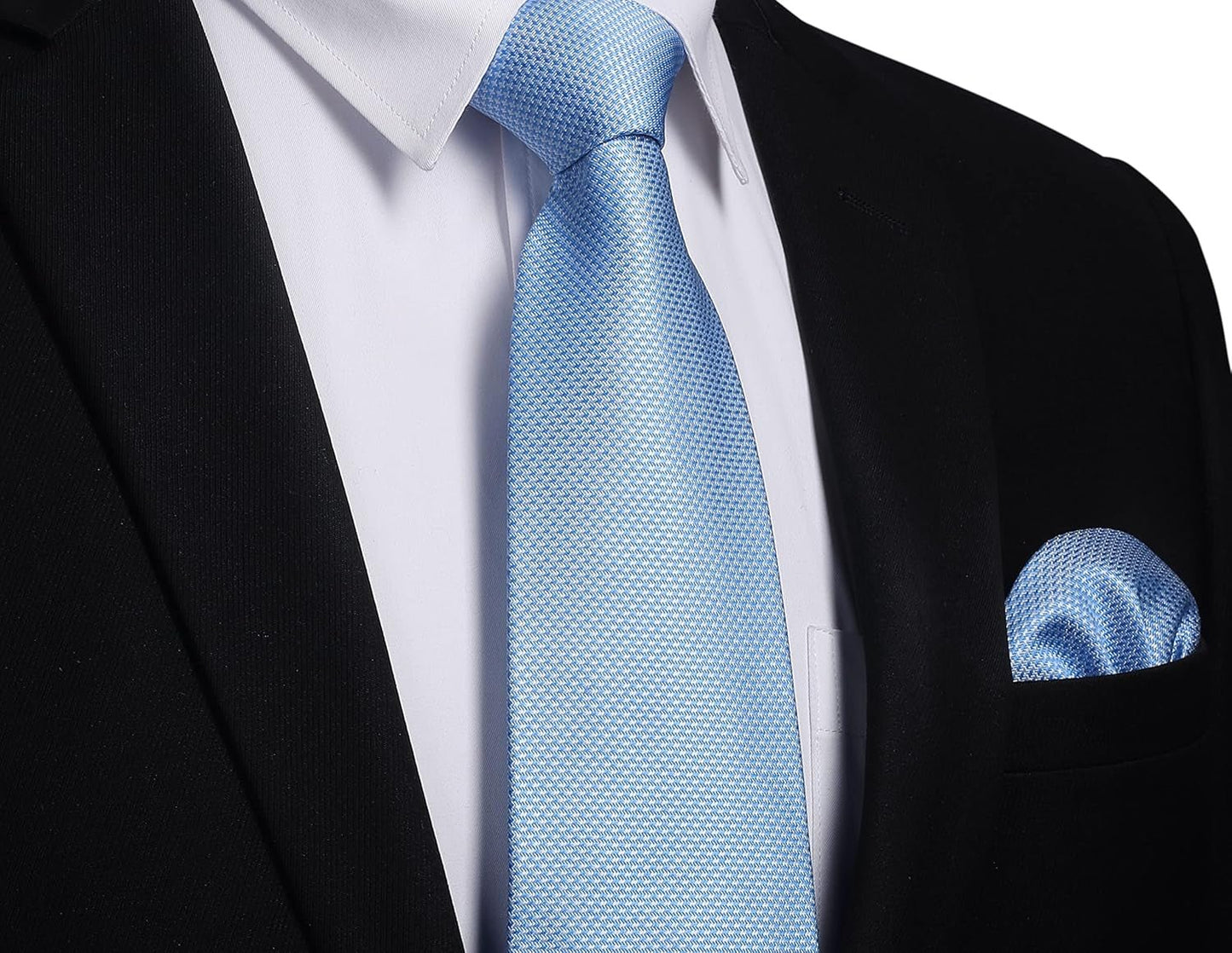 Ties for Men Solid Houndstooth Neckties Handkerchief Formal Business Tie & Pocket Square Set Wedding Party - WORLD TIME VISITS