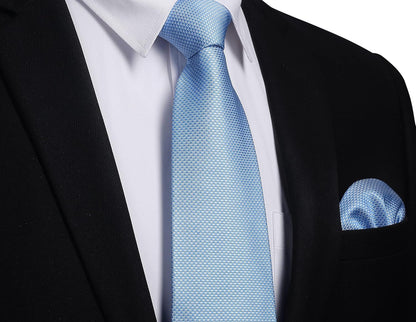 Ties for Men Solid Houndstooth Neckties Handkerchief Formal Business Tie & Pocket Square Set Wedding Party - WORLD TIME VISITS