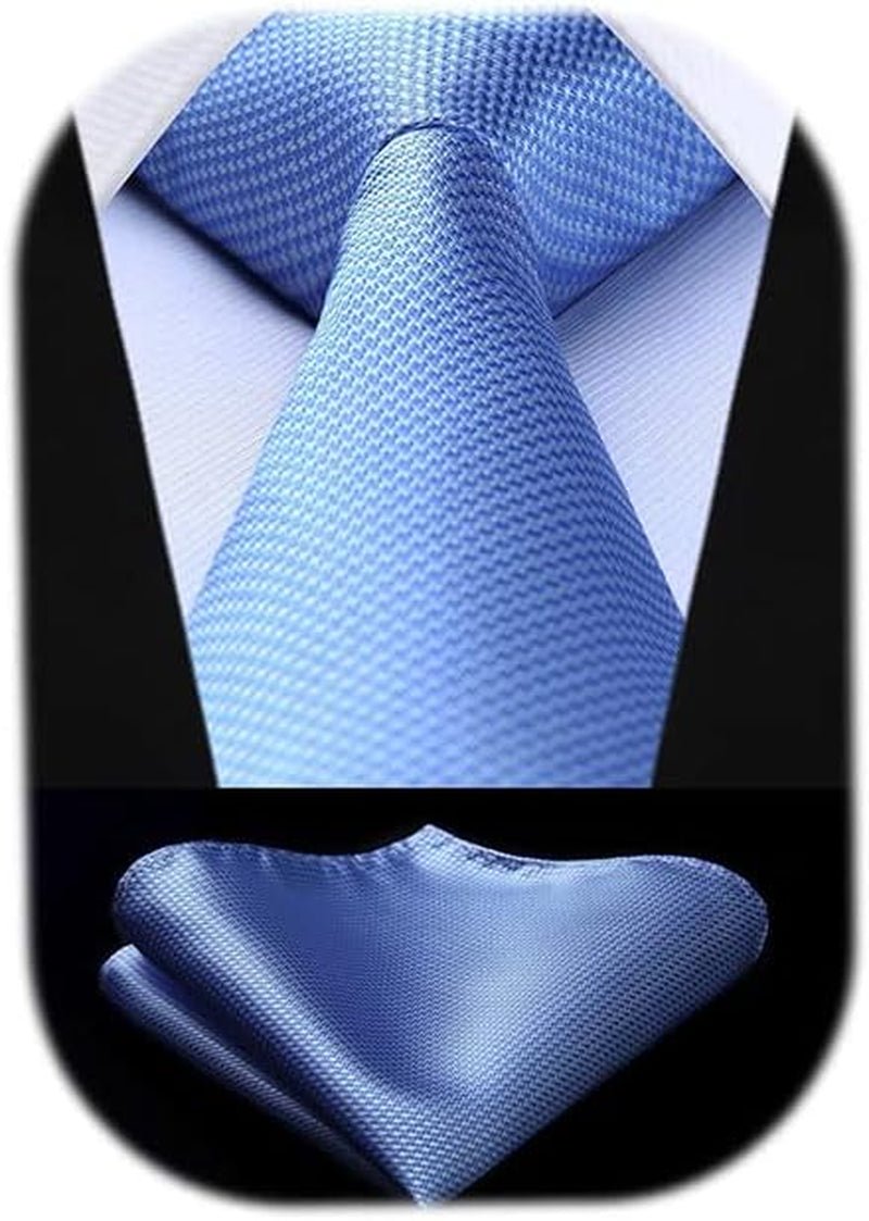 Ties for Men Solid Houndstooth Neckties Handkerchief Formal Business Tie & Pocket Square Set Wedding Party - WORLD TIME VISITS
