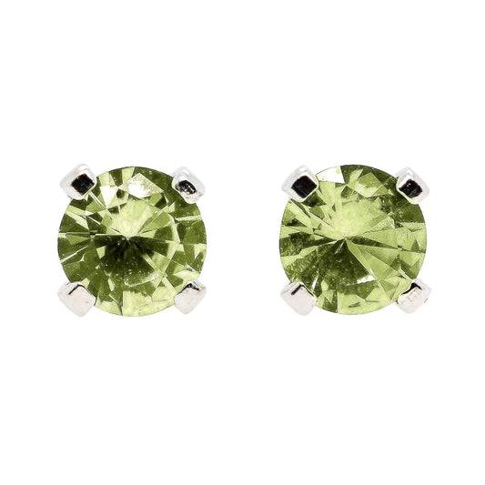 Tiny Birthstone Gemstone Post Stud Earrings in Sterling Silver | Multiple Color Choices & Sizes | Birthday Earrings for Women (6Mm, August | Lime Green Peridot) - WORLD TIME VISITS