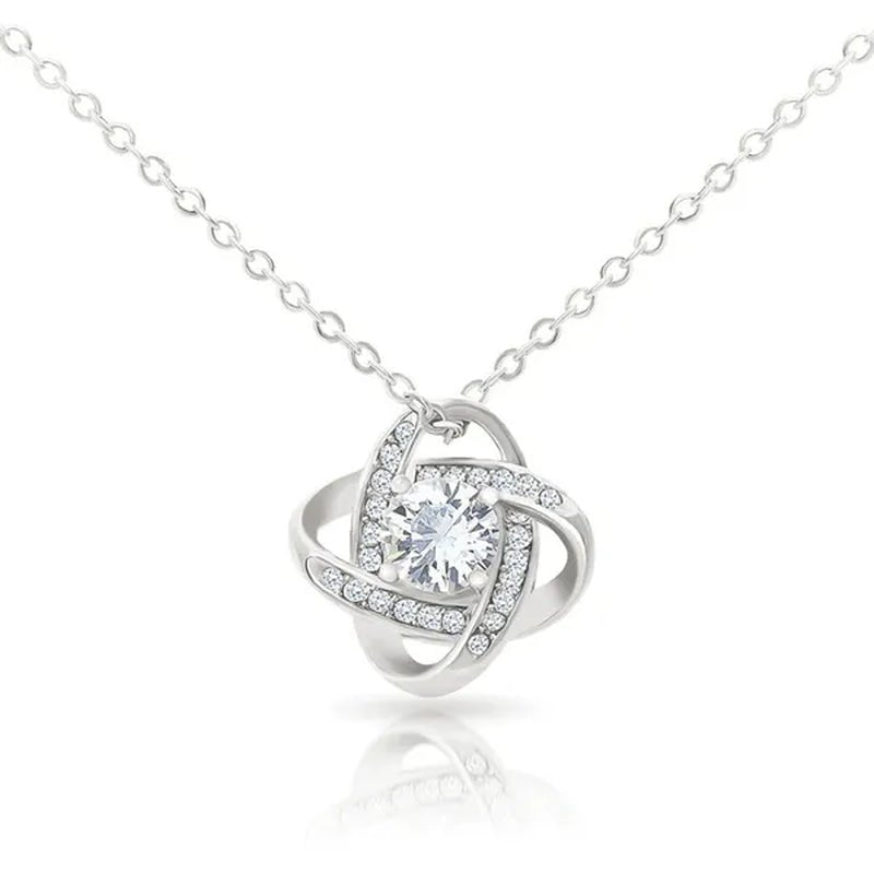 To My Beautiful Daughter S925 Sterling Silver Cubic Zirconia Knot Necklace Daughter Birthday Gift Ideas Message Card Gifts