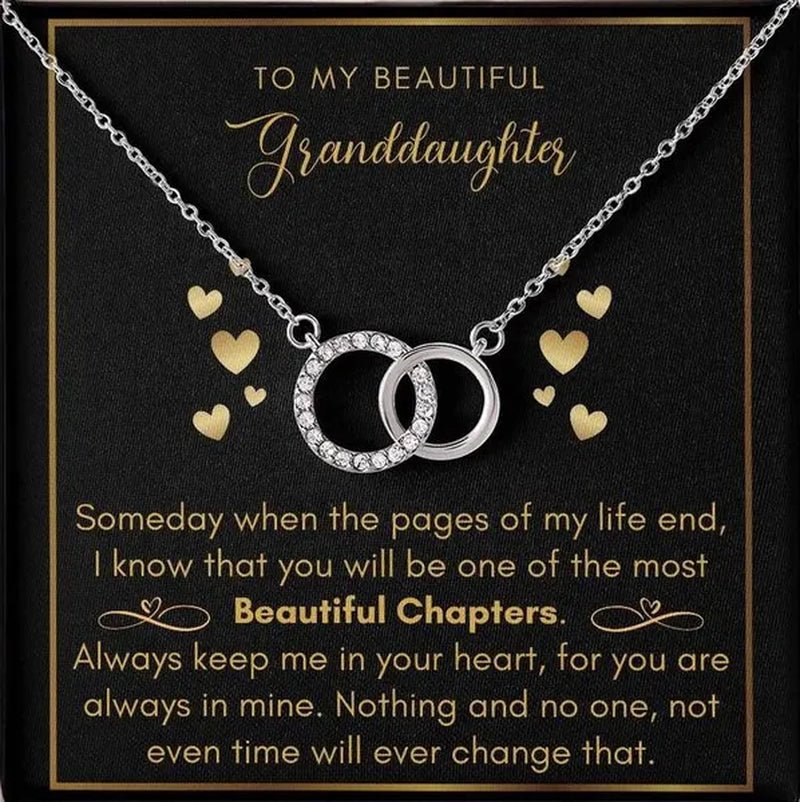 To My Beautiful Granddaughter 925 Sterling Silver Cubic Zirconia Perfect Pair Necklace Message Card Gifts Granddaughter Necklace Granddaughter Gifts - WORLD TIME VISITS