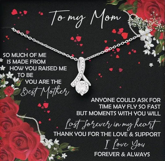 To My Mom Necklace S925 Sterling Silver Alluring Diamond Necklace - Mother's Day Necklace Gift Best Mom Ever - WORLD TIME VISITS