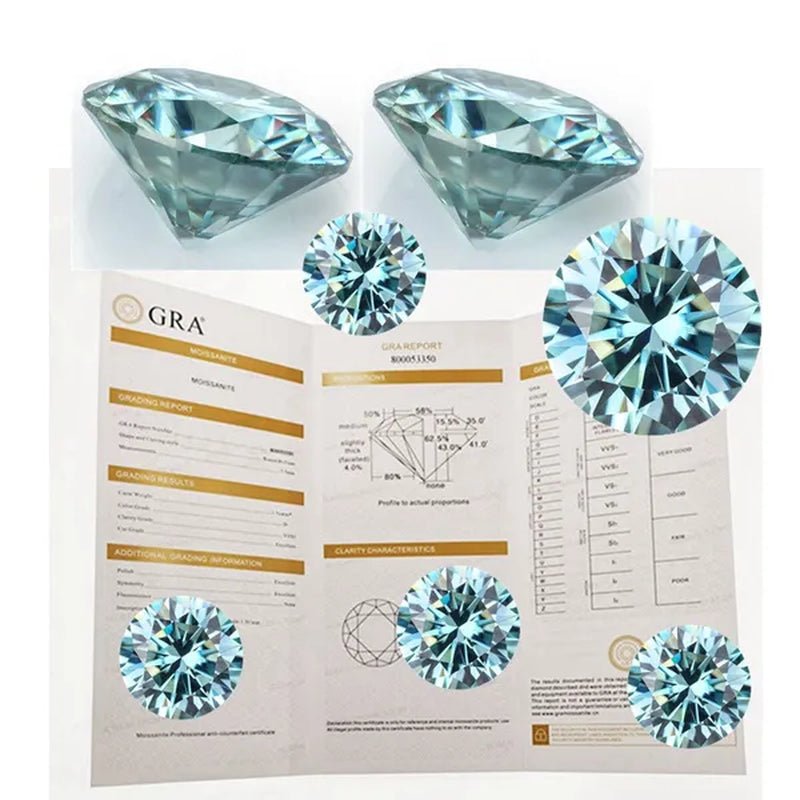 Top Moissanite With Certificate Real Brilliant Loose Moissanite Blue Green Color Round Cut Diamond 6.5 MM 1CT