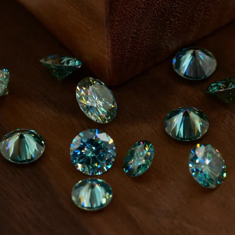 Top Moissanite With Certificate Real Brilliant Loose Moissanite Blue Green Color Round Cut Diamond 6.5 MM 1CT