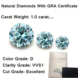 Top Moissanite With Certificate Real Brilliant Loose Moissanite Blue Green Color Round Cut Diamond 6.5 MM 1CT
