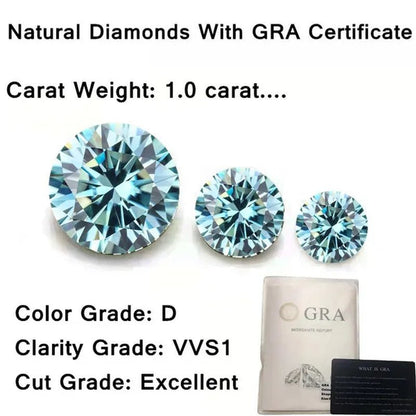 Top Moissanite With Certificate Real Brilliant Loose Moissanite Blue Green Color Round Cut Diamond 6.5 MM 1CT - WORLD TIME VISITS