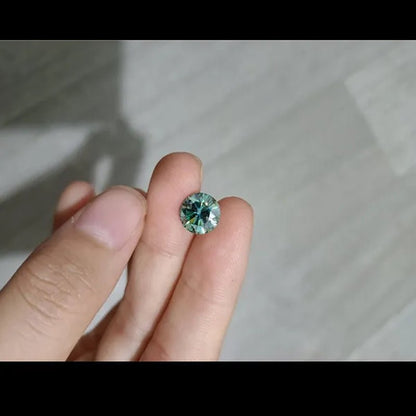 Top Moissanite With Certificate Real Brilliant Loose Moissanite Blue Green Color Round Cut Diamond 6.5 MM 1CT