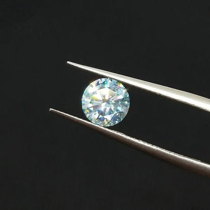 Top Moissanite With Certificate Real Brilliant Loose Moissanite Blue Green Color Round Cut Diamond 6.5 MM 1CT