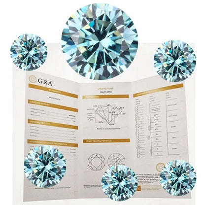 Top Moissanite With Certificate Real Brilliant Loose Moissanite Blue Green Color Round Cut Diamond 6.5 MM 1CT