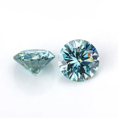 Top Moissanite With Certificate Real Brilliant Loose Moissanite Blue Green Color Round Cut Diamond 6.5 MM 1CT