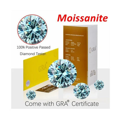 Top Moissanite With Certificate Real Brilliant Loose Moissanite Blue Green Color Round Cut Diamond 6.5 MM 1CT - WORLD TIME VISITS