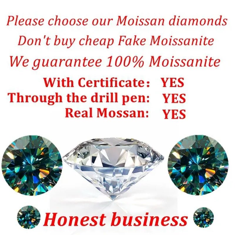 Top Moissanite With Certificate Real Brilliant Loose Moissanite Blue Green Color Round Cut Diamond 6.5 MM 1CT - WORLD TIME VISITS