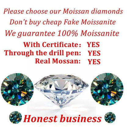 Top Moissanite With Certificate Real Brilliant Loose Moissanite Blue Green Color Round Cut Diamond 6.5 MM 1CT - WORLD TIME VISITS
