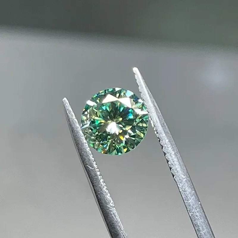 Top Moissanite With Certificate Real Brilliant Loose Moissanite Blue Green Color Round Cut Diamond 6.5 MM 1CT