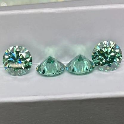 Top Moissanite With Certificate Real Brilliant Loose Moissanite Blue Green Color Round Cut Diamond 6.5 MM 1CT