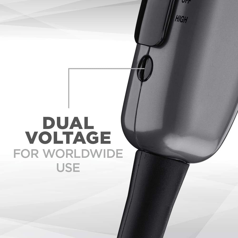 Travel Hair Dryer with Dual Voltage, 1875W Compact Hair Dryer with Folding Handle, Travel Blow Dryer