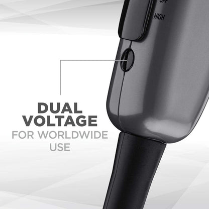 Travel Hair Dryer with Dual Voltage, 1875W Compact Hair Dryer with Folding Handle, Travel Blow Dryer