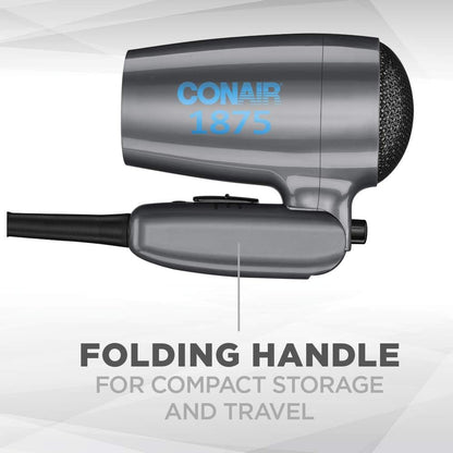 Travel Hair Dryer with Dual Voltage, 1875W Compact Hair Dryer with Folding Handle, Travel Blow Dryer - WORLD TIME VISITS