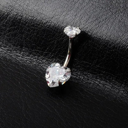 Trendy 925 Sterling Silver Heart Diamond Drop Belly Button Rings Women Belly Body Piercing Button Navel Ring Jewerly