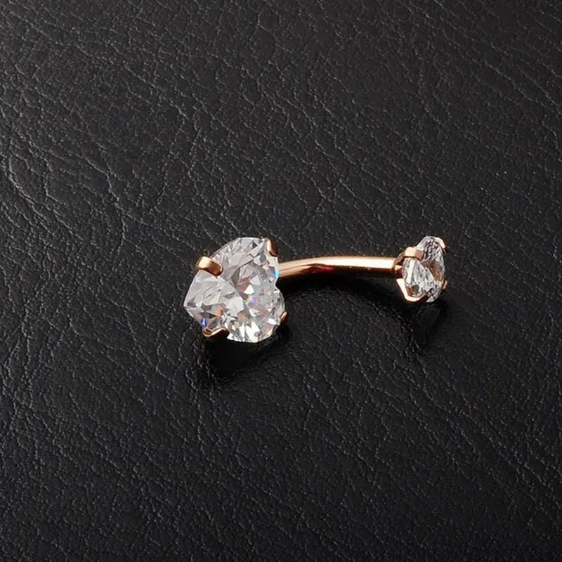 Trendy 925 Sterling Silver Heart Diamond Drop Belly Button Rings Women Belly Body Piercing Button Navel Ring Jewerly