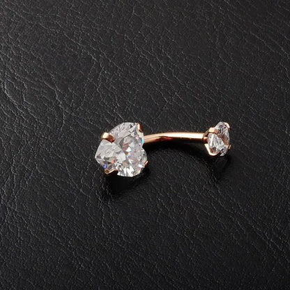 Trendy 925 Sterling Silver Heart Diamond Drop Belly Button Rings Women Belly Body Piercing Button Navel Ring Jewerly