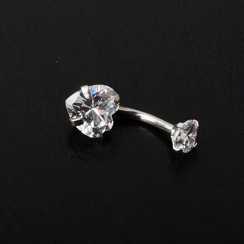 Trendy 925 Sterling Silver Heart Diamond Drop Belly Button Rings Women Belly Body Piercing Button Navel Ring Jewerly