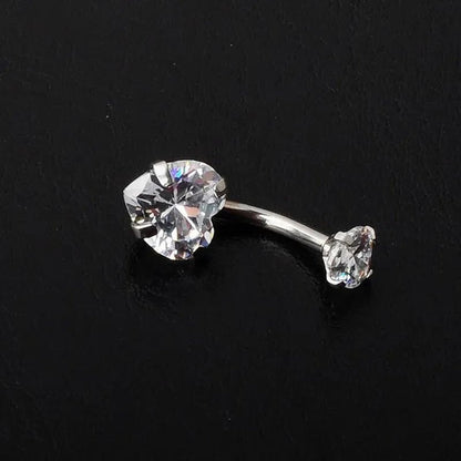 Trendy 925 Sterling Silver Heart Diamond Drop Belly Button Rings Women Belly Body Piercing Button Navel Ring Jewerly