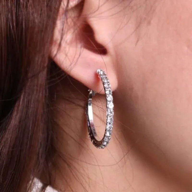 Trendy Big Circle Gold Silver Hoop Earrings Women'S Fashion Rhinestone Diamond round Earrings Party Jewelry - WORLD TIME VISITS