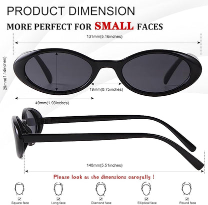 Trendy Oval Sunglasses Women 90’S Vintage Sun Glasses Fashion Tinted Glasses UV400 Protection - WORLD TIME VISITS