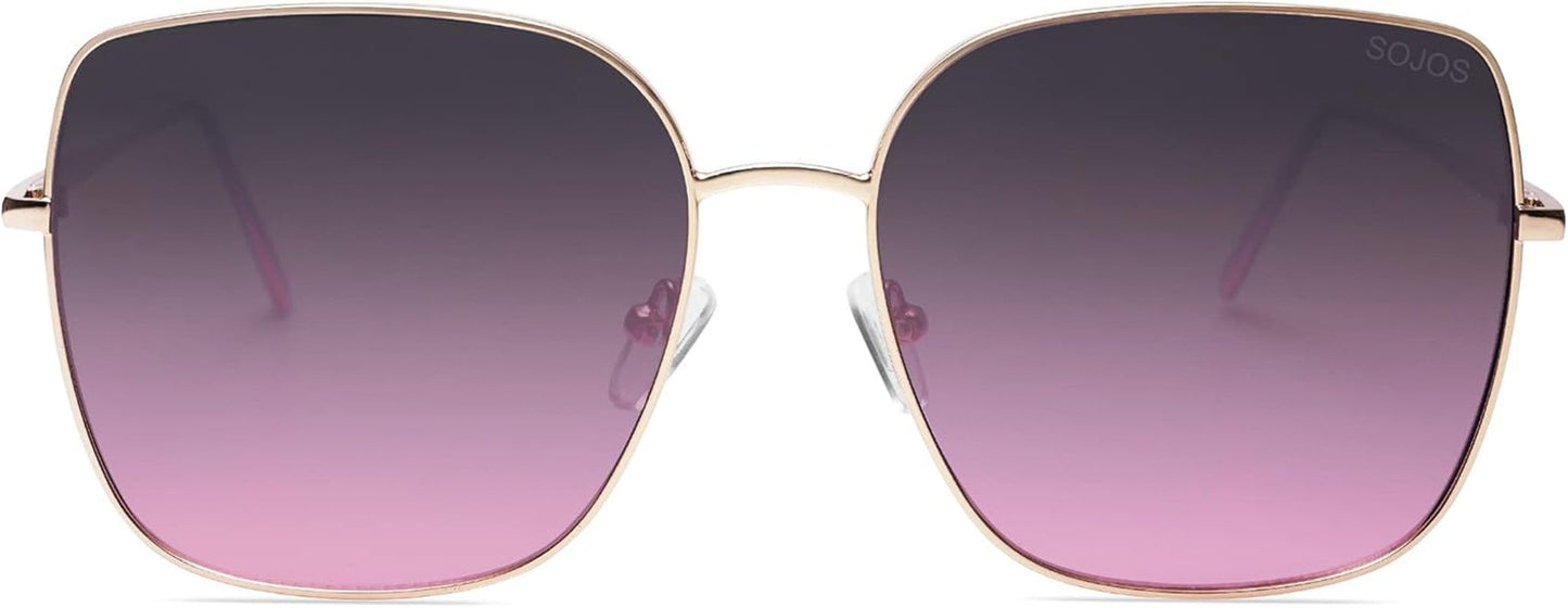 Trendy Oversized Square Metal Frame Sunglasses for Women Men Retro Big Flat Lens UV Protection Sunglasses SJ1146