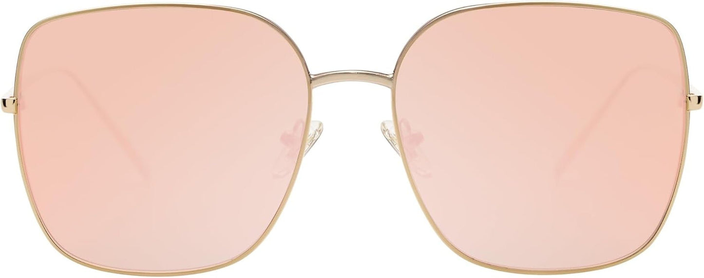 Trendy Oversized Square Metal Frame Sunglasses for Women Men Retro Big Flat Lens UV Protection Sunglasses SJ1146