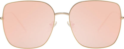 Trendy Oversized Square Metal Frame Sunglasses for Women Men Retro Big Flat Lens UV Protection Sunglasses SJ1146
