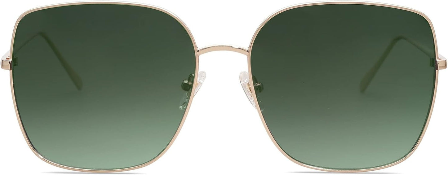 Trendy Oversized Square Metal Frame Sunglasses for Women Men Retro Big Flat Lens UV Protection Sunglasses SJ1146
