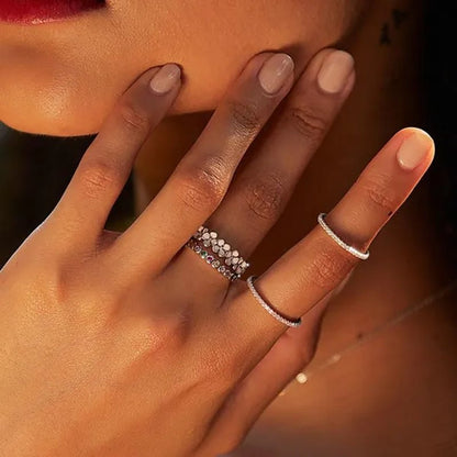 Trendy Pink Flower Wreath Finger Rings for Women Engagement Wedding Finger Ring Statement Jewelry