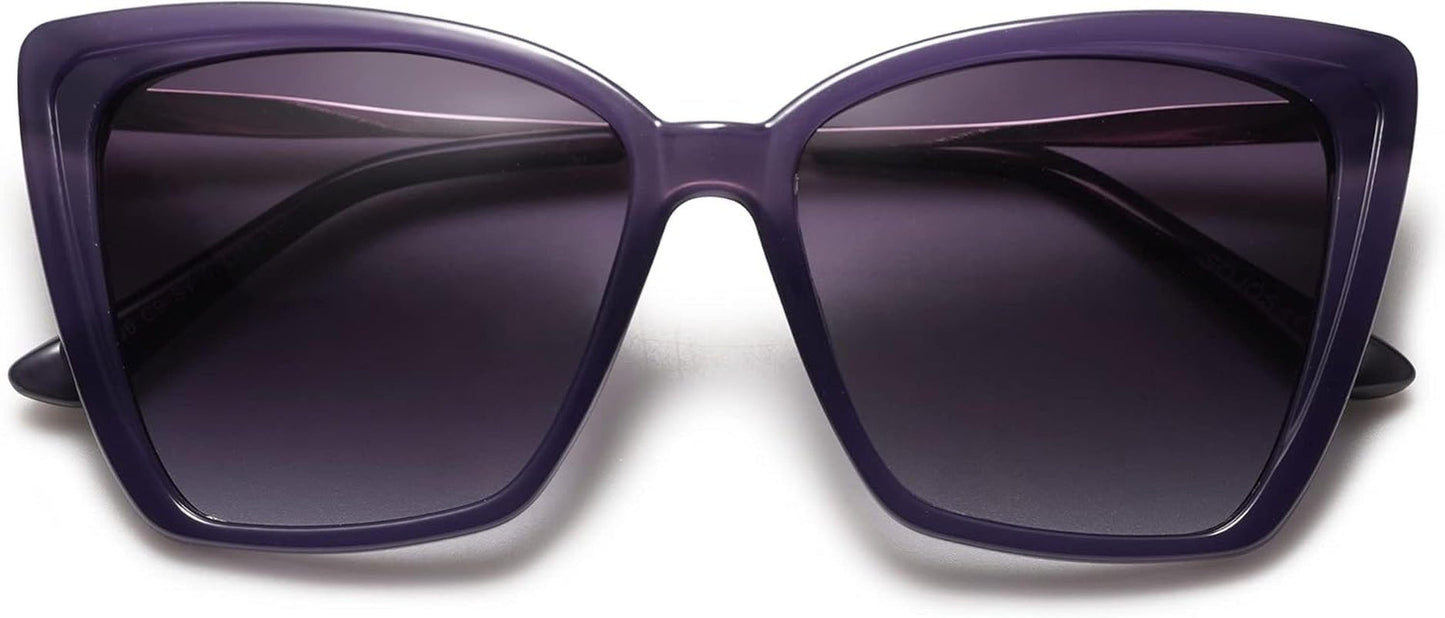 Trendy Polarized Sunglasses for Women Retro Womens Oversized Square Cat Eye Sun Glasses UV Protection SJ2206
