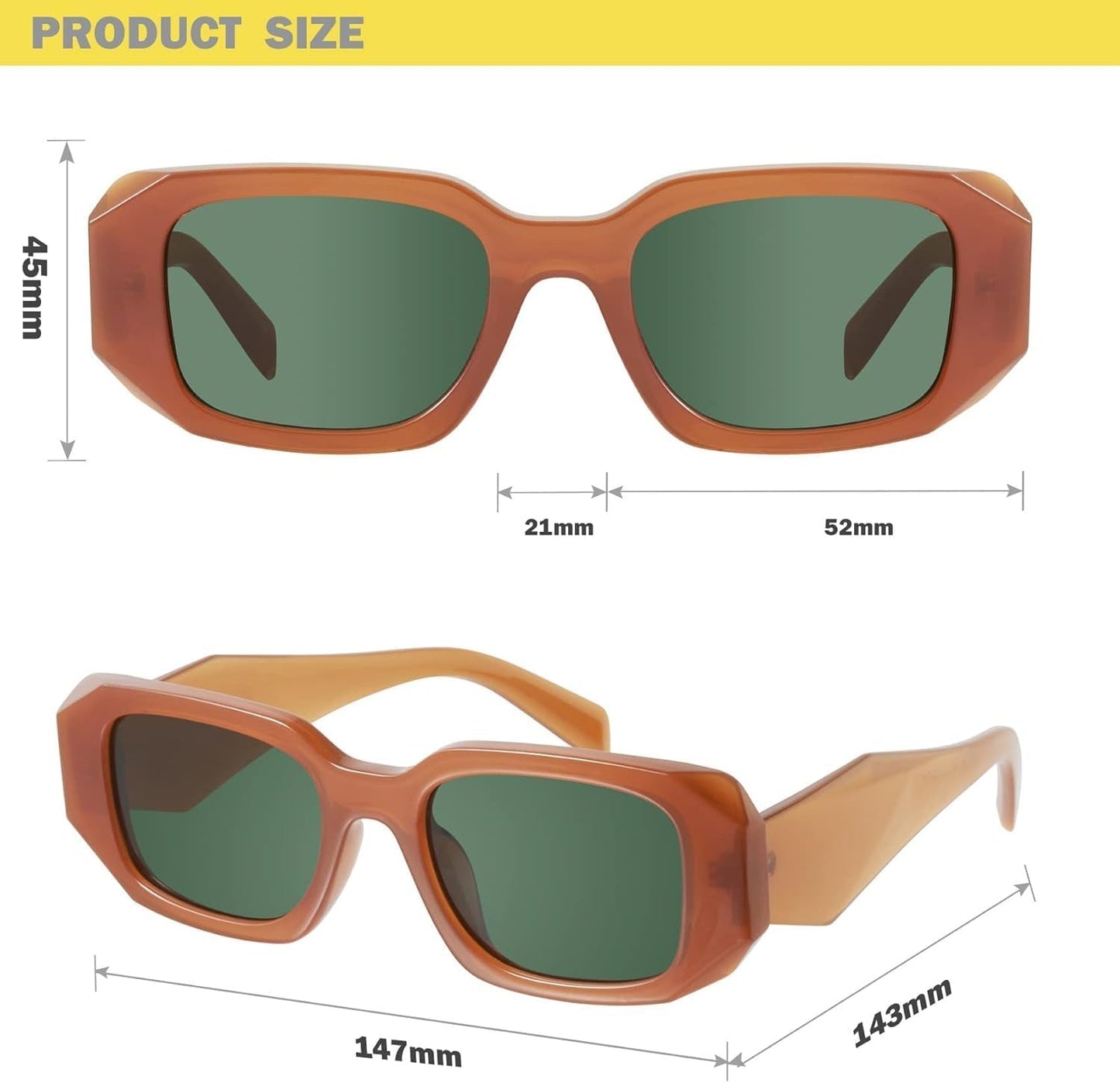 Trendy Rectangle Sunglasses for Women Men-Goulding